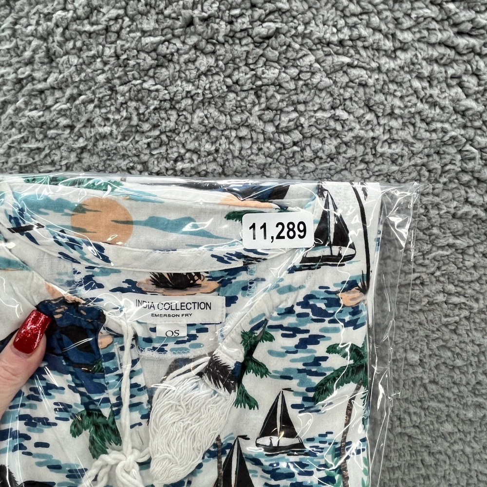 Emerson Fry Dress Womens OS White Tropical India Collection Cotton Mini Coverup - Picture 14 of 14
